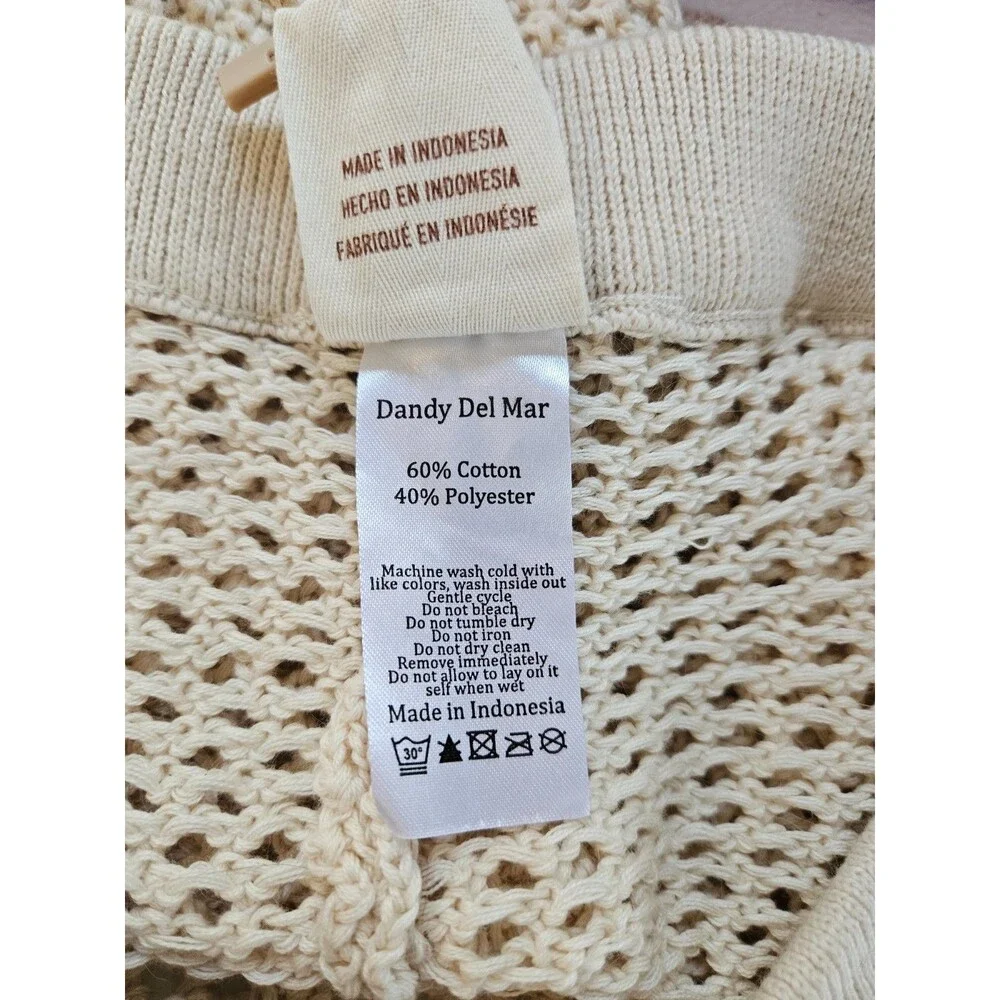DANDY DEL MAR Malaga Crochet Shorts Women's Large Beige Drawstring Waist Beach - Picture 4 of 4